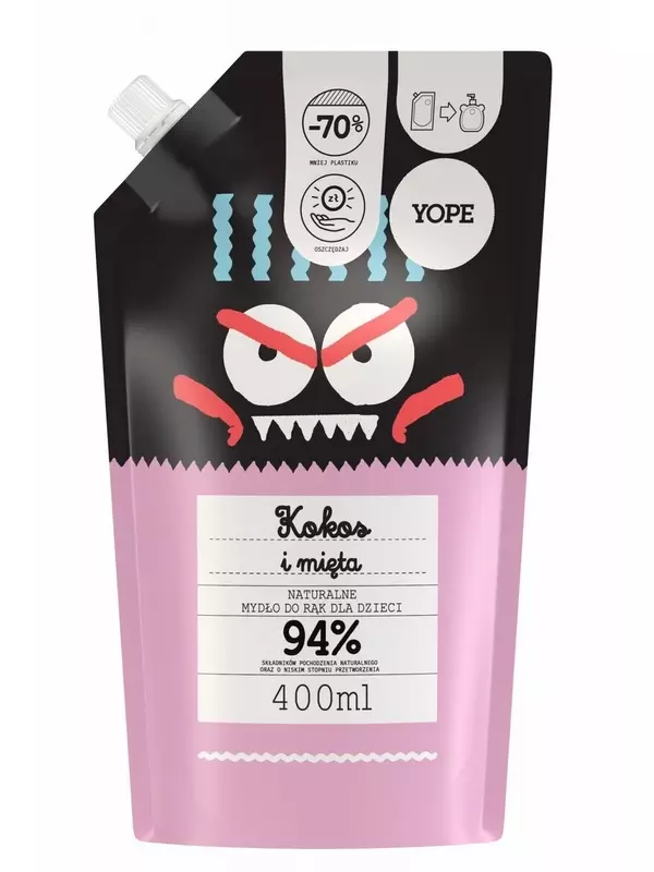Yope, Натуральное детское мыло для рук, Кокос и Мята, 400 мл
