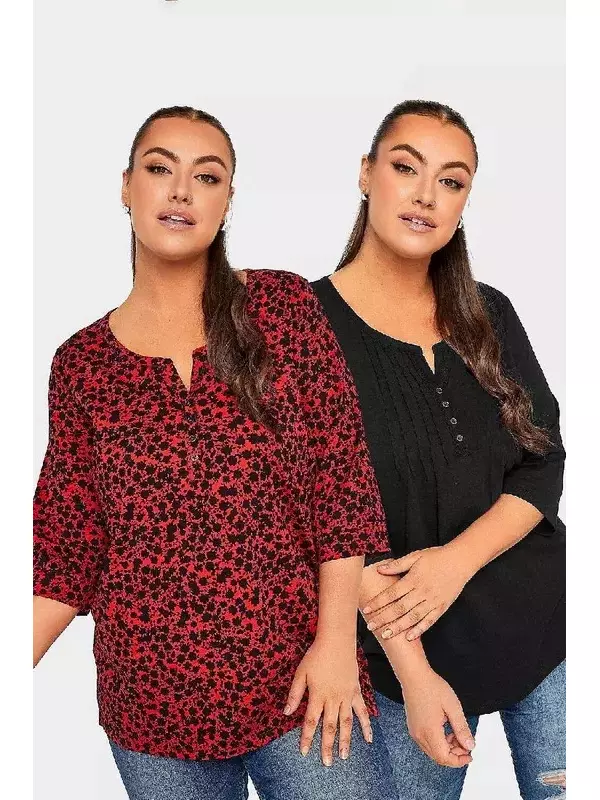 2 пары топов Henley с защипами Yours, красный