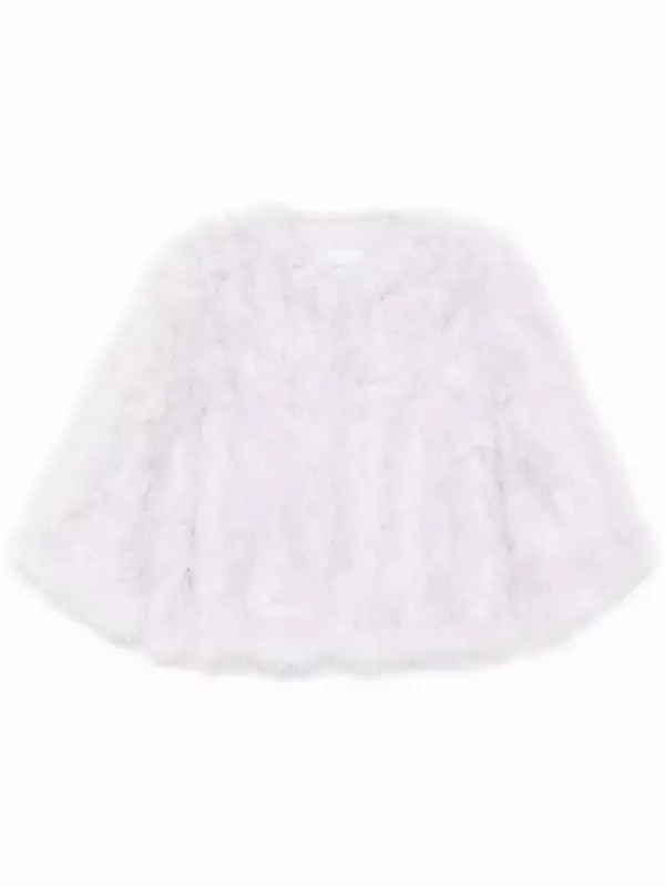 Шелковый жакет с перьями YVES SALOMON, фиолетовый