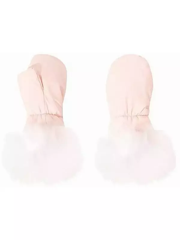 Пуховые варежки с отделкой из песца Yves Salomon Enfant