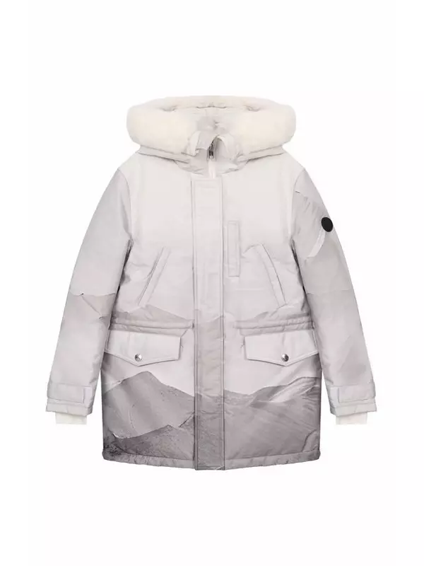 Пуховик с отделкой из кролика Yves Salomon Enfant