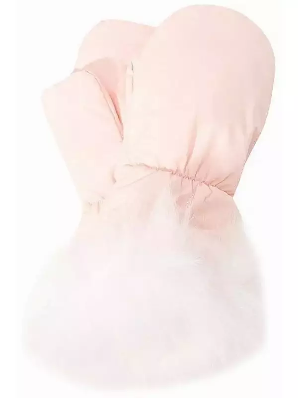 Пуховые варежки с отделкой из песца Yves Salomon Enfant