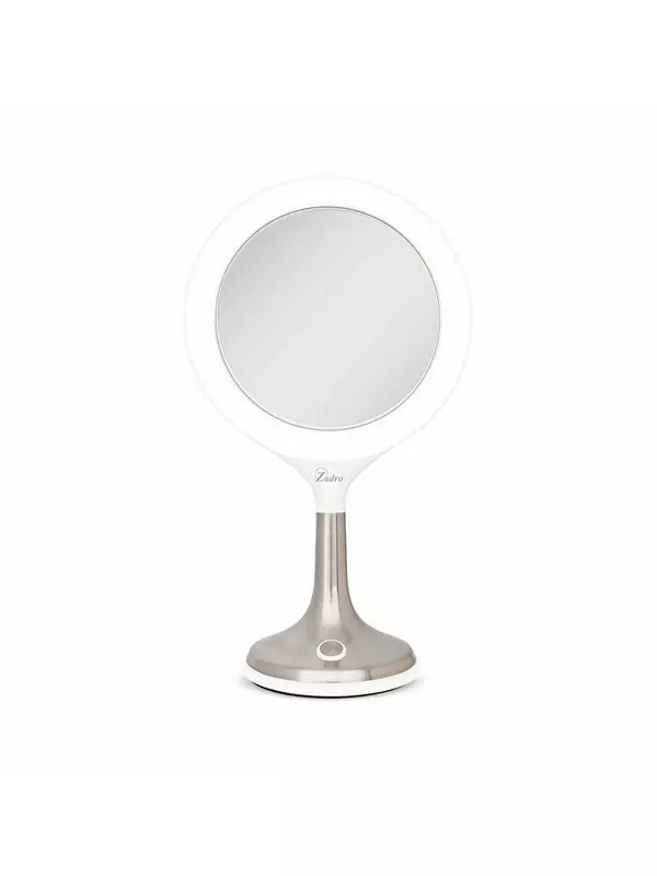 Zadro Mood Therapy Светодиодный кольцевой светильник без УФ-излучения и косметическое зеркало, увеличение 8X/1X, белый