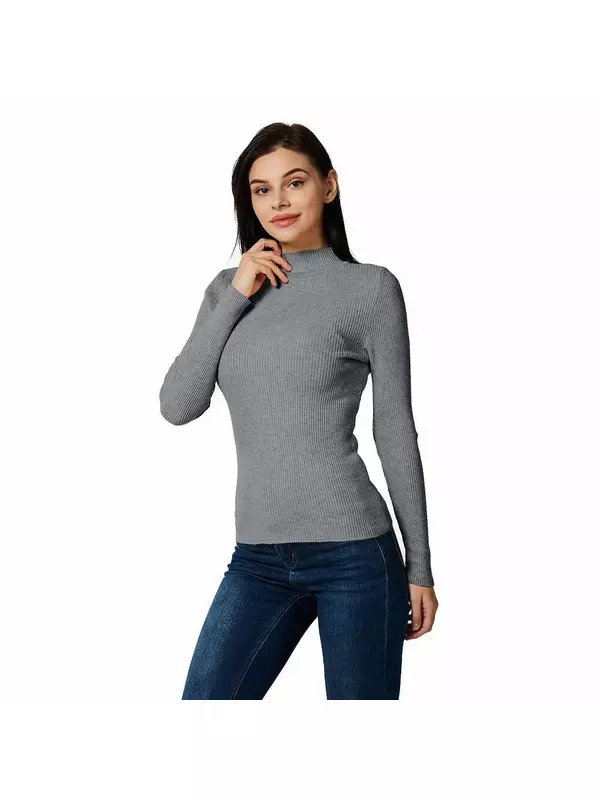 Легкая женская водолазка в рубчик, облегающий крой Zilpu, бежевый