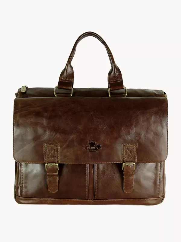 Портфель ZINIMSK, фактура гладкая, темно-коричневый