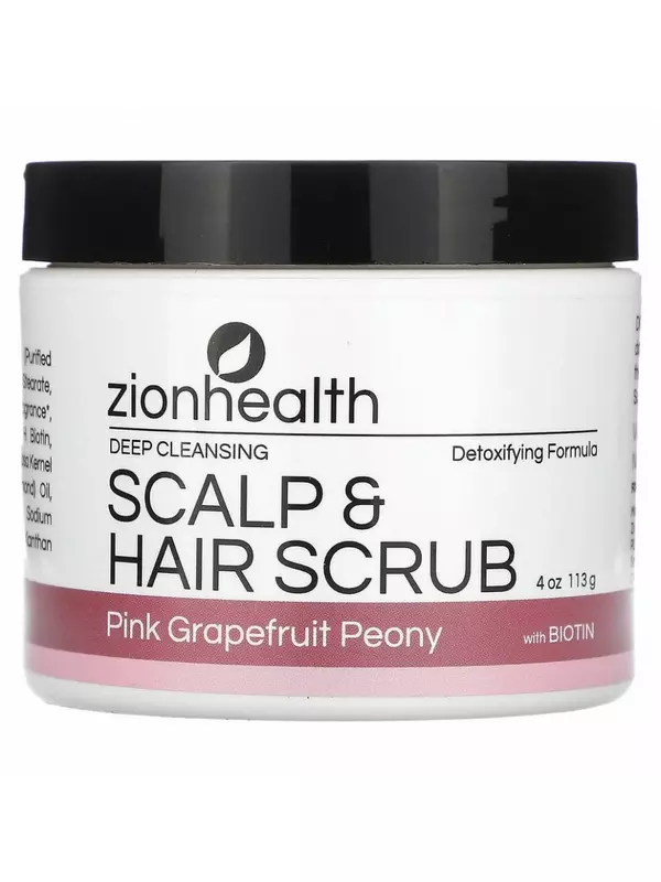 Zion Health, Скраб для кожи головы и волос с биотином, розовый грейпфрут и пион, 113 г (4 унции)