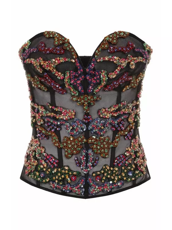 Топ-корсет с отделкой стразами и пайетками Zuhair Murad